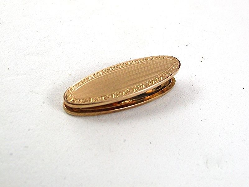Edwardian Goldtone Tie Clasp By KREMENTZ PLATE Pat Pend. 9 7 1915 31517