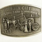 1988 Park City Utah Church & School House Belt Buckle by Ricker Bartlett w Box