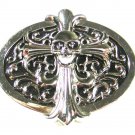 Gothic Silvertone Cross & Skull Belt Buckle Unbranded 81015