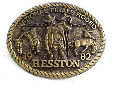 1982 Hesston National Finals Rodeo All Around Cowboy Belt Buckle 22417
