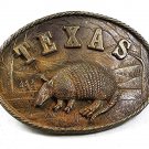1980 Texas ARMADILLO Brass Belt Buckle By Great American Buckle Co 121217