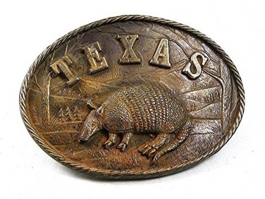 1980 Texas ARMADILLO Brass Belt Buckle By Great American Buckle Co 121217