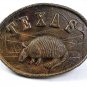 1980 Texas ARMADILLO Brass Belt Buckle By Great American Buckle Co 121217