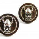 True Vintage Wood Metal Norseman Viking Cufflinks By SWANK 102414