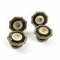 Art Deco Silvertone White Rhinestone Black Snap Link Cufflinks JEM LINK 4517