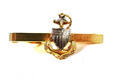Vintage U.S.A. Navy Senior Chief Goldtone Anchor Tie Clasp Unbranded 42816