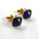 Art Deco Gold Tone & Blue Cufflinks By SWANK 12617
