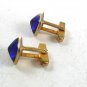 Art Deco Gold Tone & Blue Cufflinks By SWANK 12617