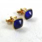 Art Deco Gold Tone & Blue Cufflinks By SWANK 12617