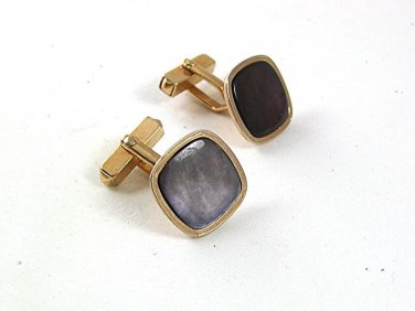 Vintage Goldtone & Abalone Cufflinks By SWANK 53017