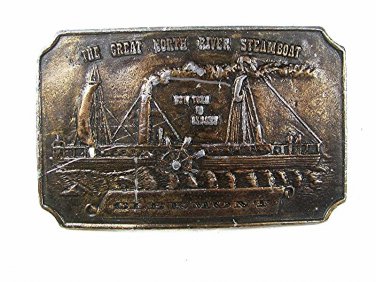 1974 Great North River Steamboat CLERMONT Belt Buckle By Bergamont 81816