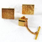Goldtone Dressy Cufflinks & Tie Tac By SHIELDS 31916