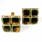 1970's Gold Tone & Black Cufflinks Unbranded 122315