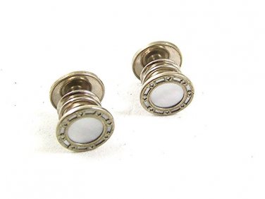 Deco Silver Tone Mother of Pearl KUM-A-PART Cufflinks By BEAR & WILDE 3117