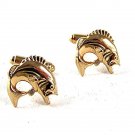 Vintage Gold Tone Big Mouth Bass Fish Cufflnks 91516