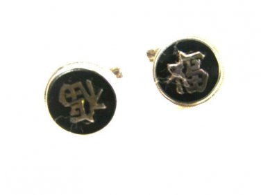 Oriental Writing Sterling Silver Black Cufflinks by Unreadable 12815