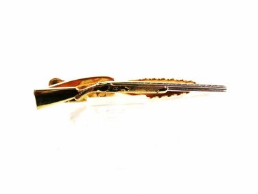 Vintage Goldtone Hunting Rifle Tie Clasp By HICKOK U.S.A. 32116