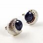 Vintage Silver Tone Quarter Moon & Blue Cufflinks 92916