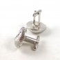 Vintage Silver Tone Quarter Moon & Blue Cufflinks 92916