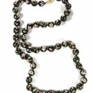Chinese Dark Black Pink Flower Bead Knotted Necklace 26" Unbranded 81915