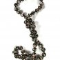 Chinese Dark Black Pink Flower Bead Knotted Necklace 26" Unbranded 81915