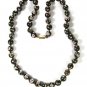 Chinese Dark Black Pink Flower Bead Knotted Necklace 26" Unbranded 81915