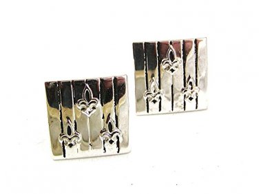 1960's-70's Silvertone Fleur de Lis Cufflinks By SWANK 5917