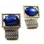Vintage 1970's Silvertone Blue Wrap Around Cufflinks By SWANK 12917