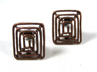 Pat No. 2733491 Mid Century Modern Copper Clip On Earrings Unbranded 73115