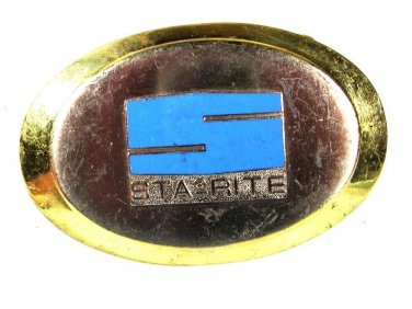 1960-70's Silver & Gold Tone & Blue STA-RITE Belt Buckle 8216