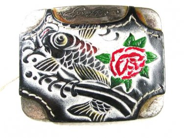 Koi Fish White Green Red Belt Buckle By ED HARDY 33116 With Tag