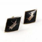 Vintage Siam Sterling Silver Niello Dancer Cufflinks 9916