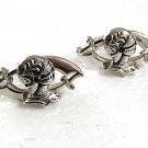Vintage Silvertone Red Knights Helmet 2 Swords Cufflinks By SWANK 71417