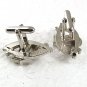 Vintage Silvertone Red Knights Helmet 2 Swords Cufflinks By SWANK 71417