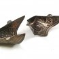 Vintage Made In Mexico 2 Tone Silvertone Horse Shoe Boot Tips 1 Pair 53117