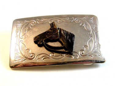 Vintage 1950 - 60's Horse Head Belt Buckle Made in U.S.A.