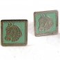 Vintage Silvertone & Green Horse Head Cufflinks 51717