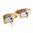 Goldtone Cards 4 Aces Cufflinks Marked ME1 8417