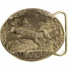 1985 Pewter Colorado Buck & Doe In The Woods Belt Buckle by C&J 101315