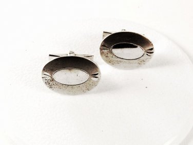 Sterling Silver Oval Monogrammable Cufflinks By CROSBY 41216
