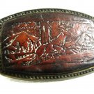 Vintage Deer Running In Woods Leather Belt Buckle ALUMALINE BB 72517