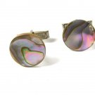 Vintage Round Abalone Silver Tone Cufflinks PAT. PEND. 8116
