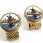 Vintage 1970's Goldtone & Dutch Wind Mill Wrap Around Cufflinks By S In Shield