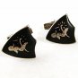 Vintage Siam Sterling Silver Niello Dancer In Shield Cufflinks 9916