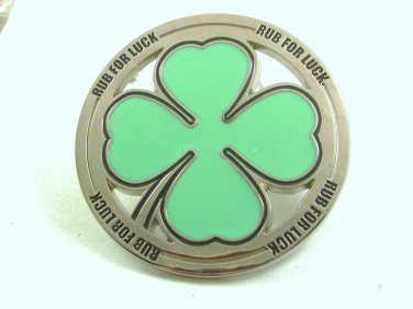 Large 3 1/2" Irish St. Patricks Day 4 Leaf Clover RUB FOR LUCK Belt Buckle