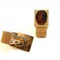Vintage Hickok 1970's Gold Tone & Cameo Lady Wrap Around Cufflinks