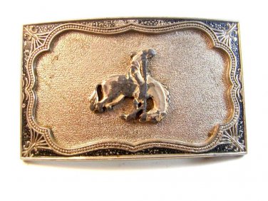 Vintage Western Cowboy & Horse Bowing Belt Buckle mm