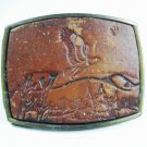 Vintage Leather American Eagle Flying Belt Buckle Made In U.S.A. 101615