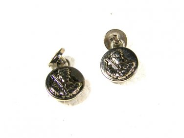 1950's - 60's Davy Crocket Silver Tone Button Cufflinks Unbranded 122315