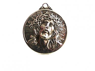 Vintage Sterling Silver Jesus Christ Thou Shalt Love Pendant 62717
